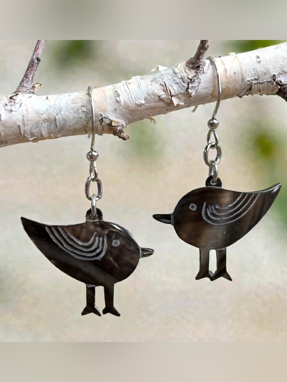 Black lip Mother of Pearl Sparrow Bird Earrings - Mama Sparrow